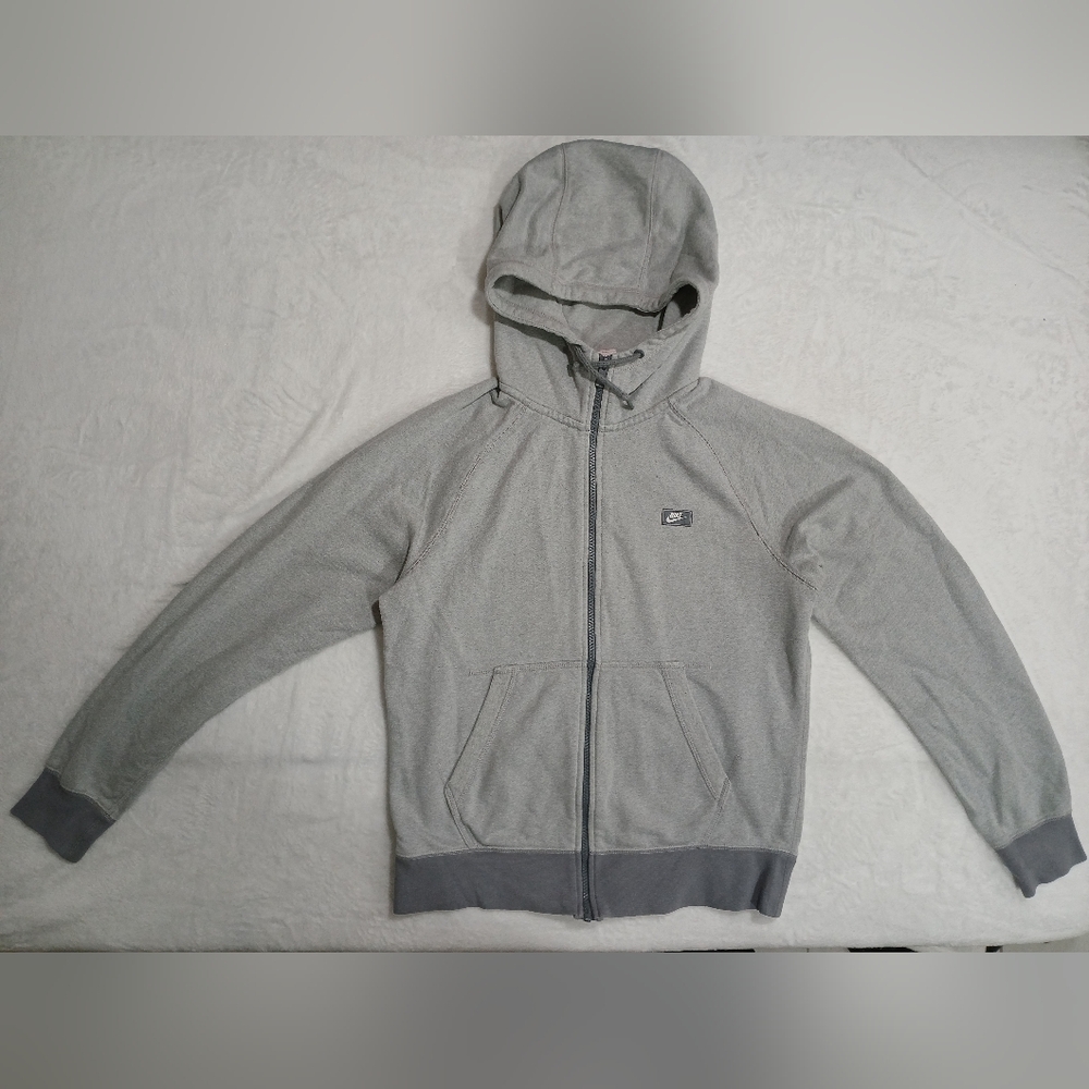Nike Full Zip French Terry Gray Spellout Hoodie Size M Men’s